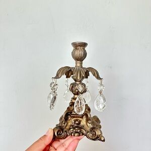 Vintage Brass Candlestick Holder Hollywood Regency